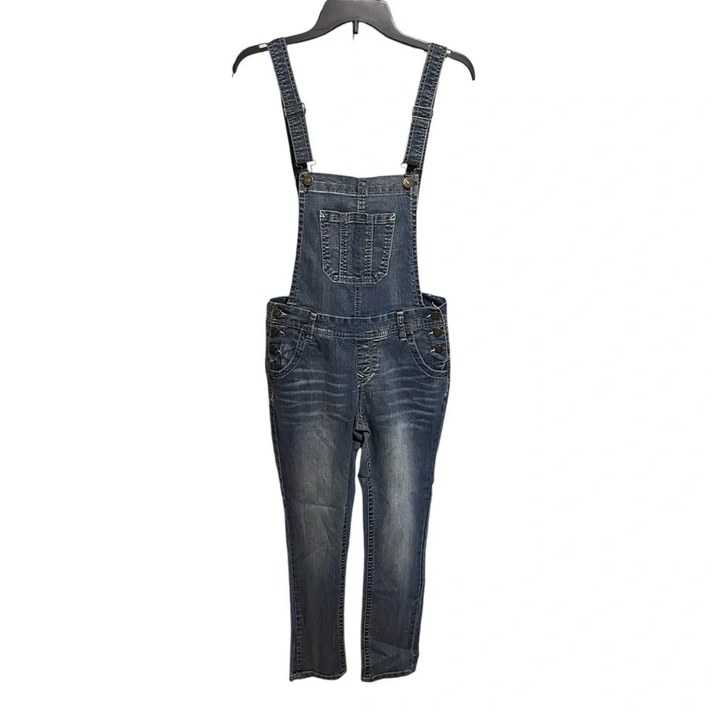 Wallflower Overalls Junior Womens Sz S Blue Denim Pockets Stretchy Suspender